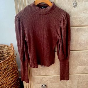 Soft brown puff sleeve sweater